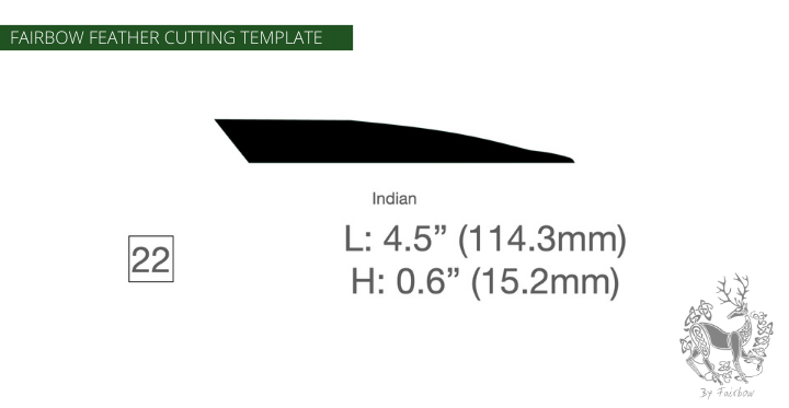 FEATHER CUTTING TEMPLATE PRE-GLUE (1-40)-Tool-Fairbow-Right wing-Indian 4.5" no. 22-Fairbow