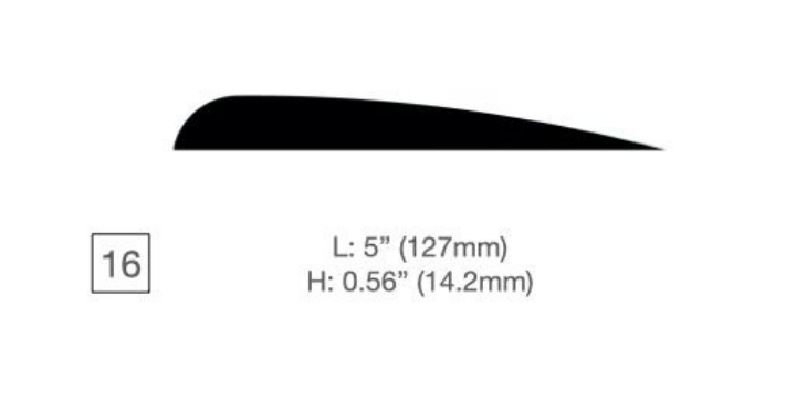 FEATHER CUTTING TEMPLATE PRE-GLUE (1-40)-Tool-Fairbow-Right wing-Parabolic 5" no.16-Fairbow