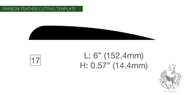 FEATHER CUTTING TEMPLATE PRE-GLUE (1-40)-Tool-Fairbow-Right wing-Parabolic 6" no.17-Fairbow