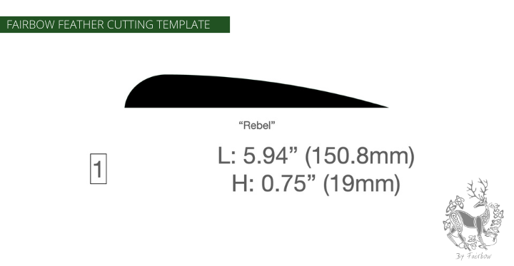 FEATHER CUTTING TEMPLATE PRE-GLUE (1-40)-Tool-Fairbow-Right wing-Rebel no.1-Fairbow