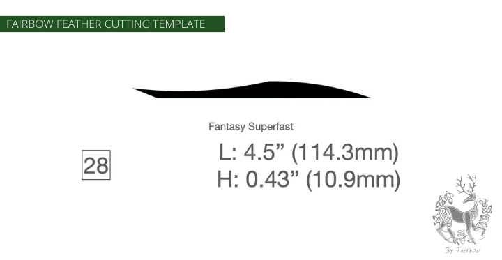 FEATHER CUTTING TEMPLATE PRE-GLUE (1-40)-Tool-Fairbow-Right wing-SF fantasy Legolas 4.5" no.28-Fairbow