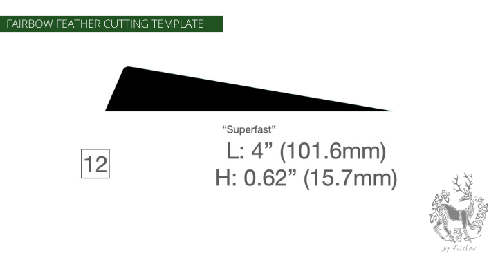 FEATHER CUTTING TEMPLATE PRE-GLUE (1-40)-Tool-Fairbow-Right wing-Super fast profile 4" no.12-Fairbow