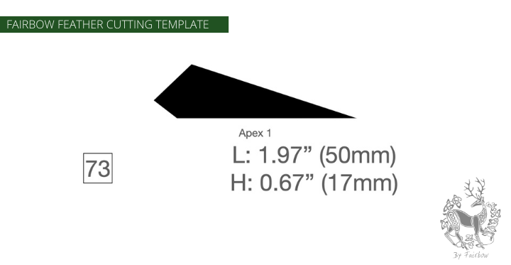 FEATHER CUTTING TEMPLATE PRE-GLUE (41-80)-Tool-Fairbow-Left wing-Apex 1 1.97 inch no. 73b-Fairbow