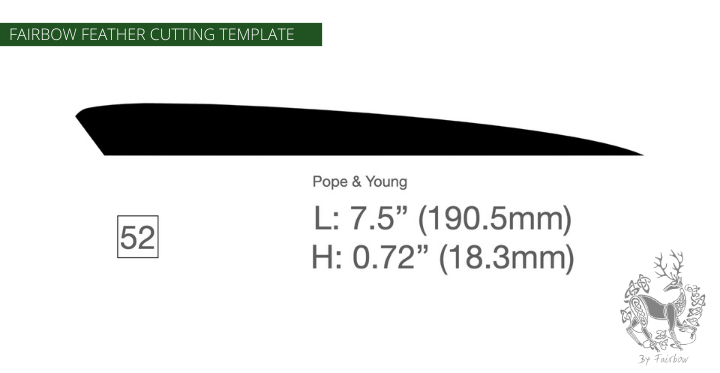 FEATHER CUTTING TEMPLATE PRE-GLUE (41-80)-Tool-Fairbow-Left wing-Classic pope and young 7.5" no.52-Fairbow