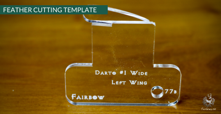 FEATHER CUTTING TEMPLATE PRE-GLUE (41-80)-Tool-Fairbow-Left wing-Darto 1 wide, 1.4 inch, no 77b-Fairbow