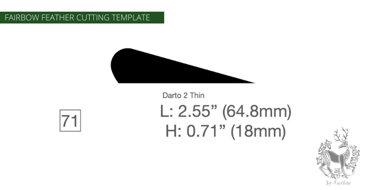 FEATHER CUTTING TEMPLATE PRE-GLUE (41-80)-Tool-Fairbow-Left wing-Darto 2 nr. 71b 2.55 inch-Fairbow