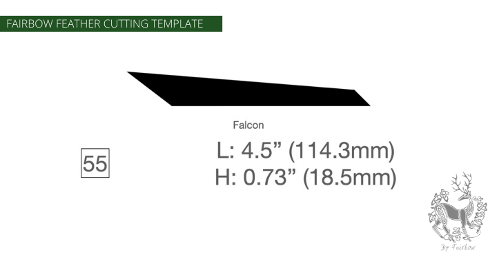 FEATHER CUTTING TEMPLATE PRE-GLUE (41-80)-Tool-Fairbow-Left wing-Falcon 4.5" no.55-Fairbow