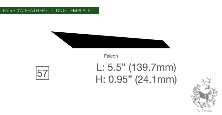 FEATHER CUTTING TEMPLATE PRE-GLUE (41-80)-Tool-Fairbow-Left wing-Falcon 5.5" no.57-Fairbow