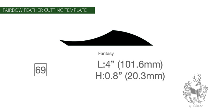 FEATHER CUTTING TEMPLATE PRE-GLUE (41-80)-Tool-Fairbow-Left wing-Fantasy 4" no.69-Fairbow