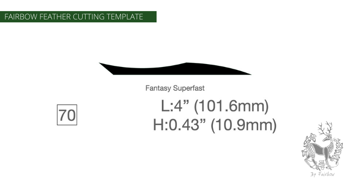 FEATHER CUTTING TEMPLATE PRE-GLUE (41-80)-Tool-Fairbow-Left wing-Fantasy superfast 4" no.70-Fairbow