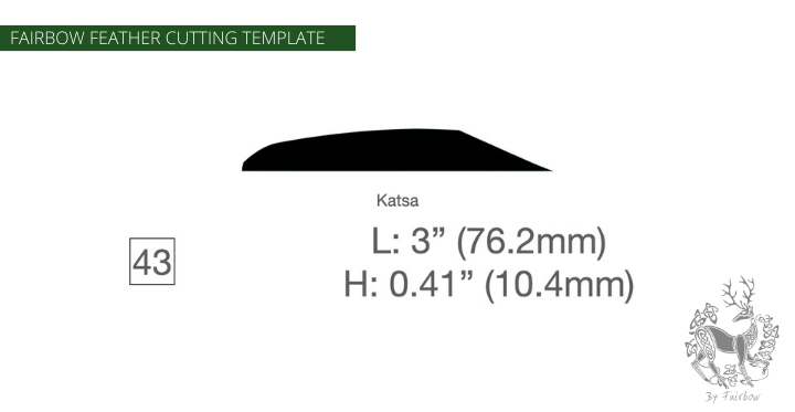 FEATHER CUTTING TEMPLATE PRE-GLUE (41-80)-Tool-Fairbow-Left wing-Katsa 3" no.43-Fairbow