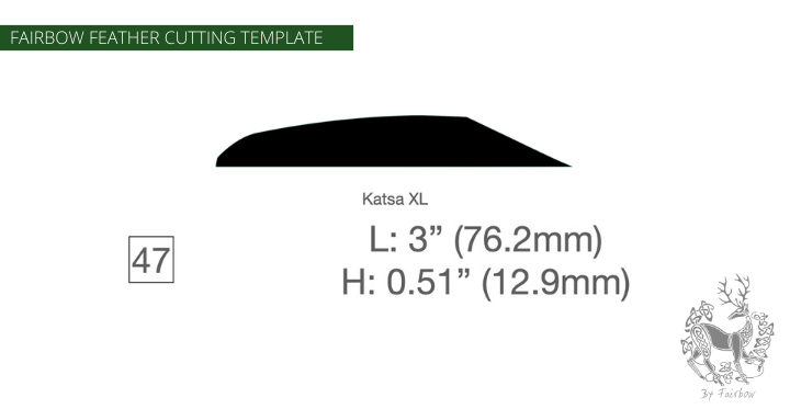 FEATHER CUTTING TEMPLATE PRE-GLUE (41-80)-Tool-Fairbow-Left wing-Katsa XL 3" no.47-Fairbow