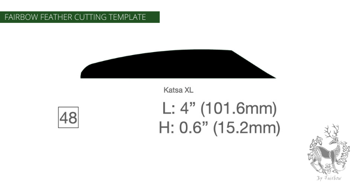 FEATHER CUTTING TEMPLATE PRE-GLUE (41-80)-Tool-Fairbow-Left wing-Katsa XL 4" no.48-Fairbow