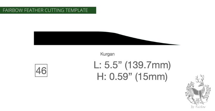 FEATHER CUTTING TEMPLATE PRE-GLUE (41-80)-Tool-Fairbow-Left wing-Kurgan 5.5" no.46-Fairbow