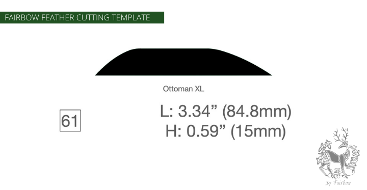 FEATHER CUTTING TEMPLATE PRE-GLUE (41-80)-Tool-Fairbow-Left wing-Ottoman XL 3.3" no.61-Fairbow