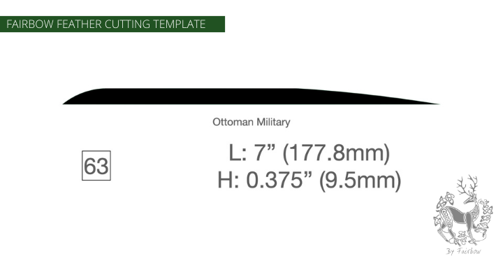 FEATHER CUTTING TEMPLATE PRE-GLUE (41-80)-Tool-Fairbow-Left wing-Ottoman military 7" no.63-Fairbow