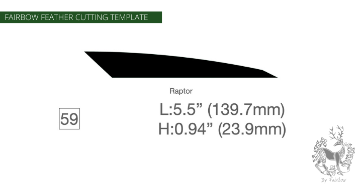 FEATHER CUTTING TEMPLATE PRE-GLUE (41-80)-Tool-Fairbow-Left wing-Raptor 5.5" no.59-Fairbow