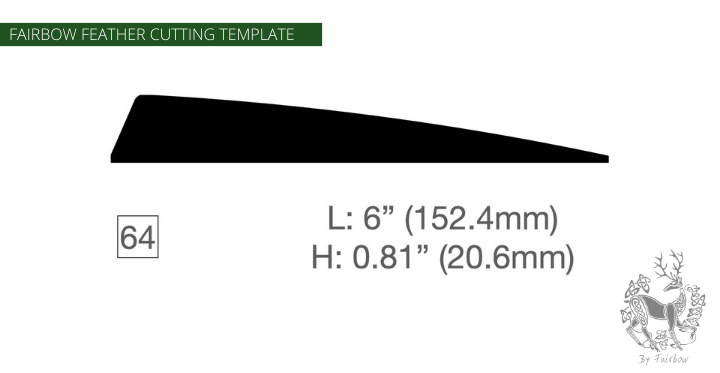 FEATHER CUTTING TEMPLATE PRE-GLUE (41-80)-Tool-Fairbow-Left wing-Shield 6" no.64-Fairbow