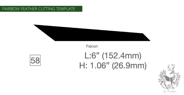 FEATHER CUTTING TEMPLATE PRE-GLUE (41-80)-Tool-Fairbow-Right wing-Falcon 6" no.58-Fairbow