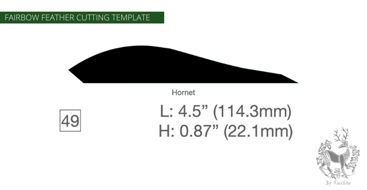 FEATHER CUTTING TEMPLATE PRE-GLUE (41-80)-Tool-Fairbow-Right wing-Hornet 4.5" no.49-Fairbow