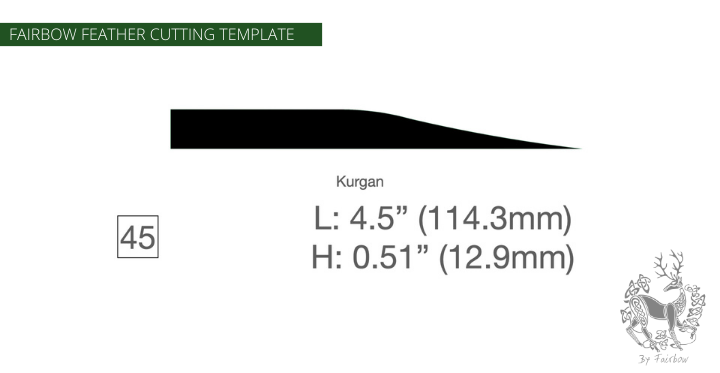 FEATHER CUTTING TEMPLATE PRE-GLUE (41-80)-Tool-Fairbow-Right wing-Kurgan 4.5" no.45-Fairbow