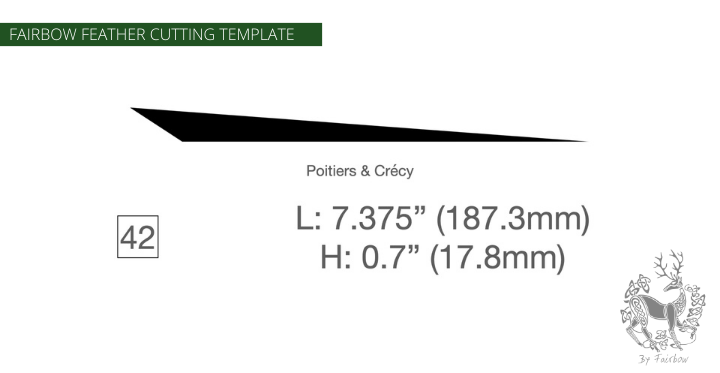 FEATHER CUTTING TEMPLATE PRE-GLUE (41-80)-Tool-Fairbow-Right wing-Poitiers Crecy no.42-Fairbow