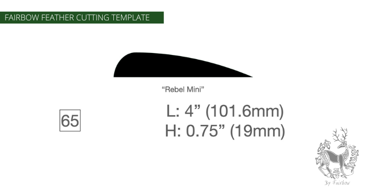 FEATHER CUTTING TEMPLATE PRE-GLUE (41-80)-Tool-Fairbow-Right wing-Rebel mini 4.2" no.65-Fairbow