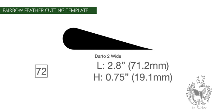 FEATHER CUTTING TEMPLATE PRE-GLUE (41-80)-Tool-Fairbow-Right wing-darto 72 wide 2.88 inch no. 72-Fairbow