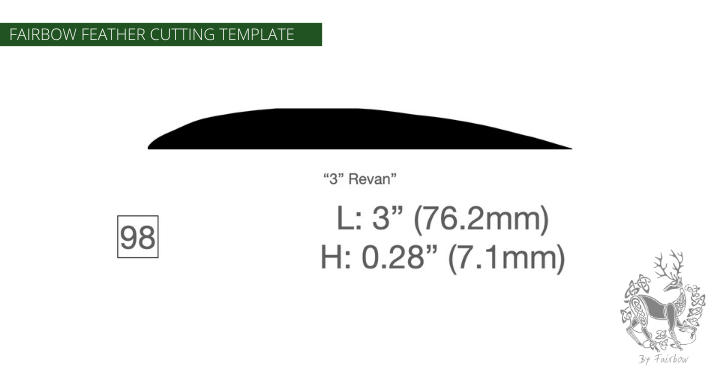 FEATHER CUTTING TEMPLATE PRE-GLUE (81-120)-Tool-Fairbow-Left wing-3 inch Revan no. 98-Fairbow