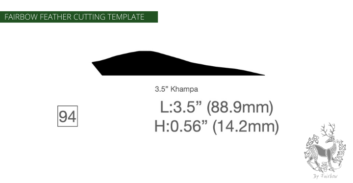 FEATHER CUTTING TEMPLATE PRE-GLUE (81-120)-Tool-Fairbow-Left wing-3.5 inch Khampa, no. 94-Fairbow