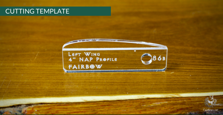 FEATHER CUTTING TEMPLATE PRE-GLUE (81-120)-Tool-Fairbow-Left wing-4 inch NAP profile, no. 86b-Fairbow