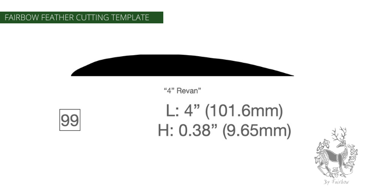 FEATHER CUTTING TEMPLATE PRE-GLUE (81-120)-Tool-Fairbow-Left wing-4 inch Revan no. 99-Fairbow