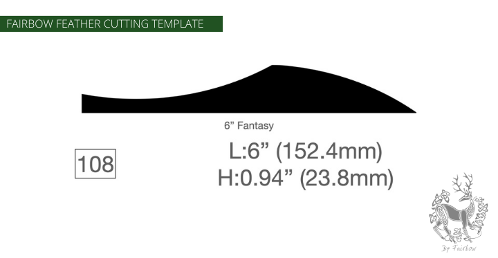 FEATHER CUTTING TEMPLATE PRE-GLUE (81-120)-Tool-Fairbow-Left wing-Fantasy 6 inch no. 108-Fairbow