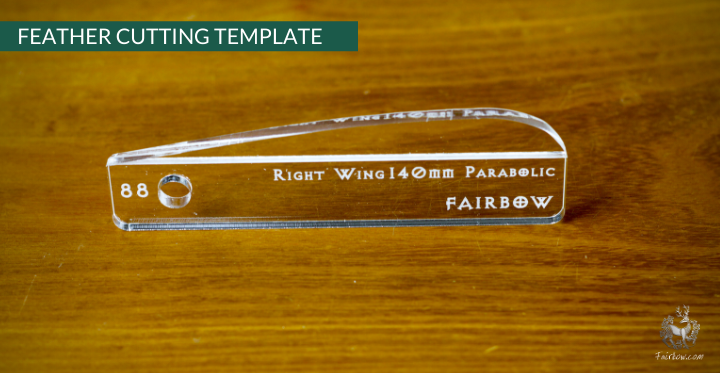 FEATHER CUTTING TEMPLATE PRE-GLUE (81-120)-Tool-Fairbow-Left wing-Flu Flu , 4 inch, no 81-Fairbow