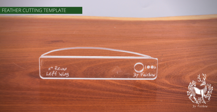 FEATHER CUTTING TEMPLATE PRE-GLUE (81-120)-Tool-Fairbow-Left wing-Flu Flu , 4 inch, no 81-Fairbow