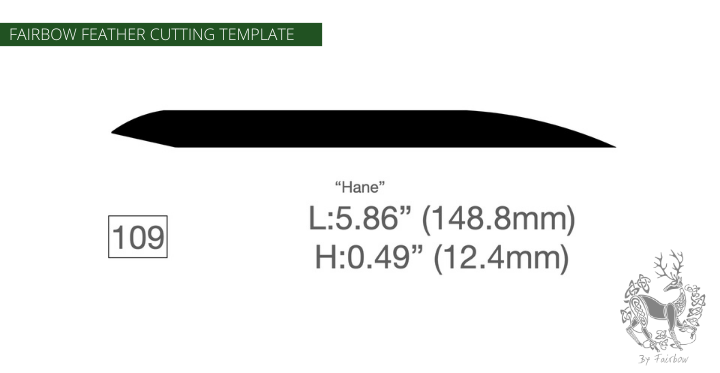 FEATHER CUTTING TEMPLATE PRE-GLUE (81-120)-Tool-Fairbow-Left wing-Hane 5.8 inch no. 109-Fairbow