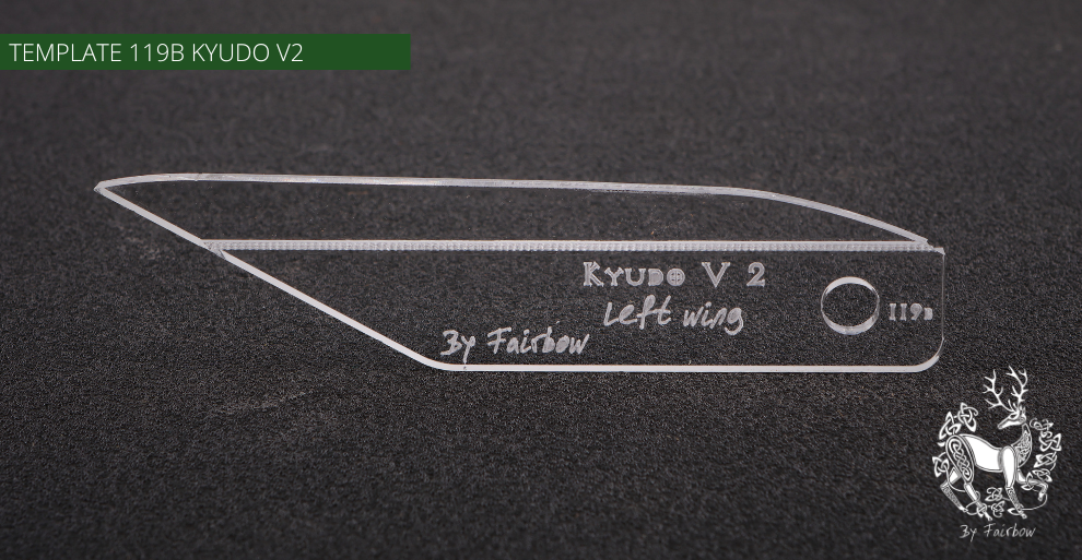 FEATHER CUTTING TEMPLATE PRE-GLUE (81-120)-Tool-Fairbow-Left wing-Kyudo V2 no. 119b-Fairbow
