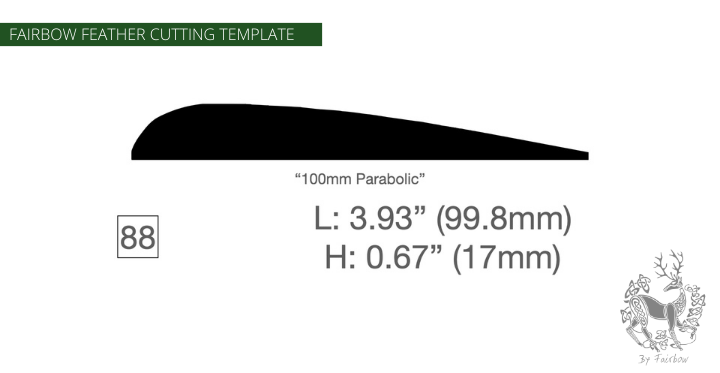 FEATHER CUTTING TEMPLATE PRE-GLUE (81-120)-Tool-Fairbow-Left wing-Parabolic 140 mm special no. 88-Fairbow