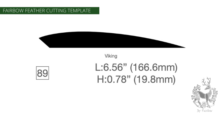 FEATHER CUTTING TEMPLATE PRE-GLUE (81-120)-Tool-Fairbow-Left wing-Viking 6.5 inch TRP nr 89-Fairbow