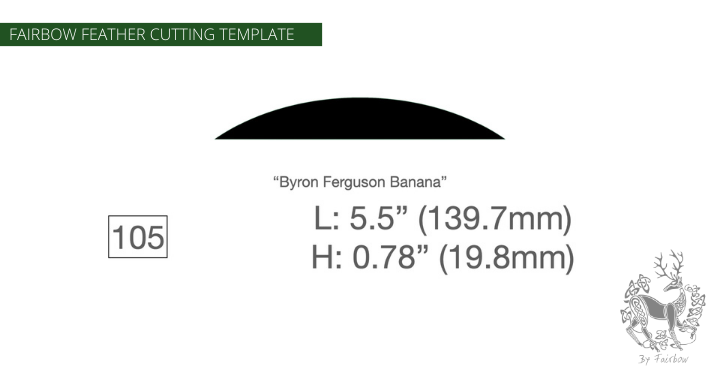 FEATHER CUTTING TEMPLATE PRE-GLUE (81-120)-Tool-Fairbow-Right wing-Byron Ferguson 5.5 inch #2 no. 105 (left and right is same model)-Fairbow