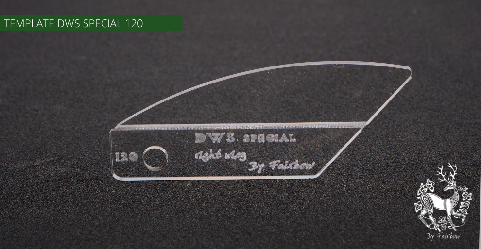 FEATHER CUTTING TEMPLATE PRE-GLUE (81-120)-Tool-Fairbow-Right wing-DWS Special 120-Fairbow