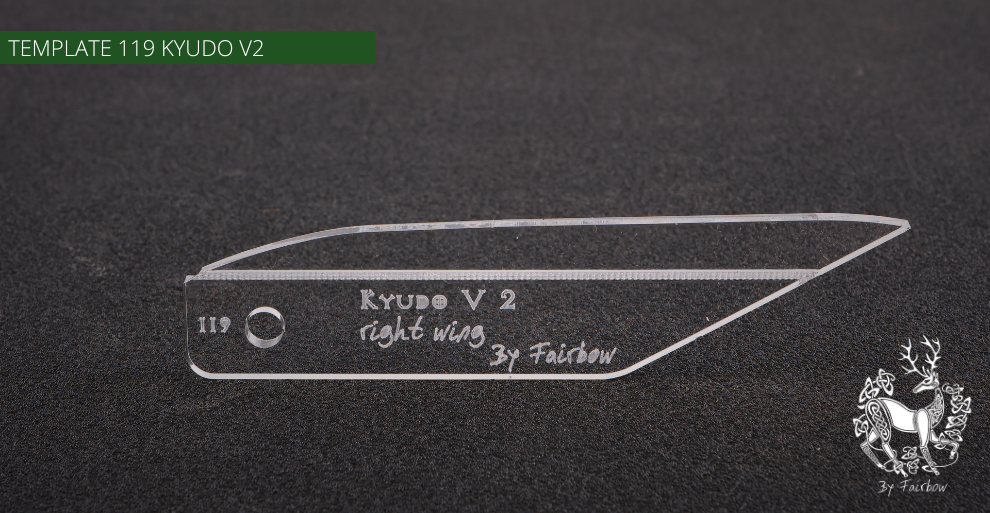 FEATHER CUTTING TEMPLATE PRE-GLUE (81-120)-Tool-Fairbow-Right wing-Kyudo V2 no. 119-Fairbow