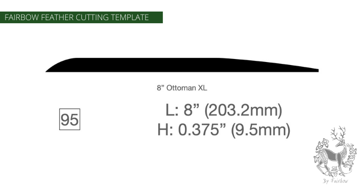 FEATHER CUTTING TEMPLATE PRE-GLUE (81-120)-Tool-Fairbow-Right wing-Ottoman Military XL no 95-Fairbow