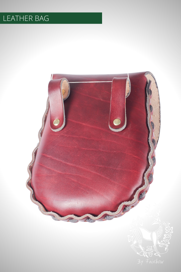 HANDCARVED LEATHER BAG, SPORRAN OR BELT MODEL WITH CELTIC DESIGN-Bag-Fairbow-Brown, bordeax burgundy-Fairbow