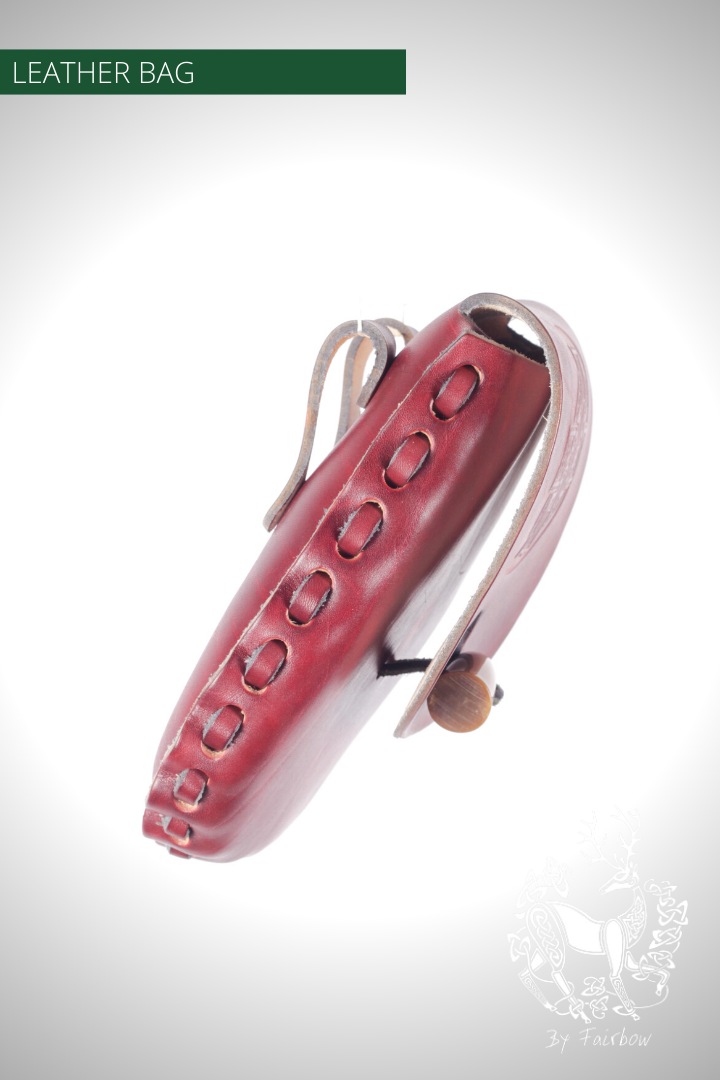 HANDCARVED LEATHER BAG, SPORRAN OR BELT MODEL WITH CELTIC DESIGN-Bag-Fairbow-Brown, bordeax burgundy-Fairbow