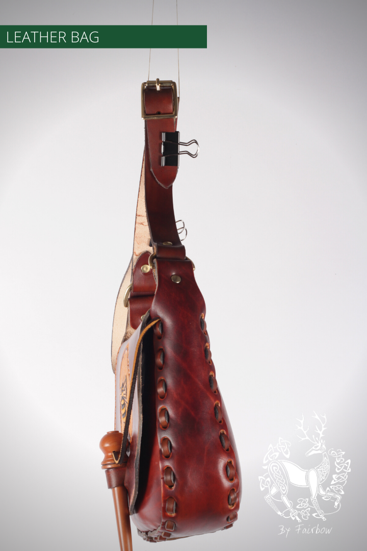 HANDCARVED LEATHER BAG WITH CELTIC DESIGN (the beekeeper)-Bag-Fairbow-Fairbow