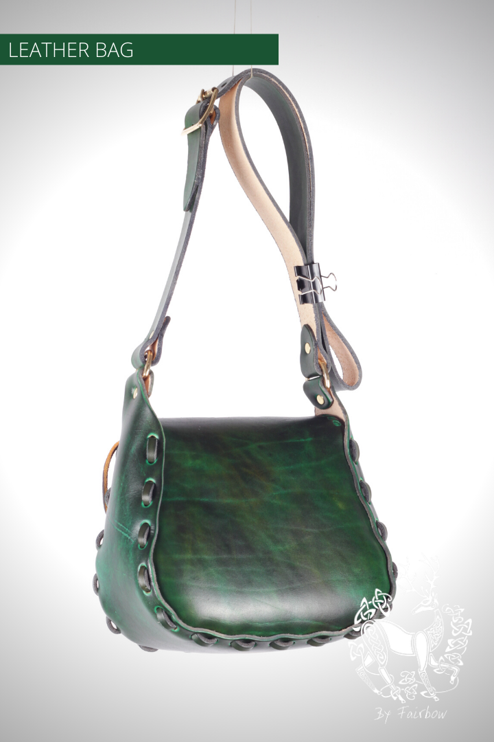 HANDCARVED LEATHER BAG WITH GREEN MAN DESIGN-Bag-Fairbow-Fairbow