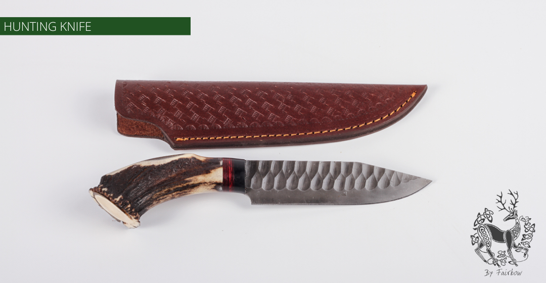 Hunting Knife with antler grip 5.5 inch blade-KNIFE-FAIRBOW-4.2 inch blade-Fairbow