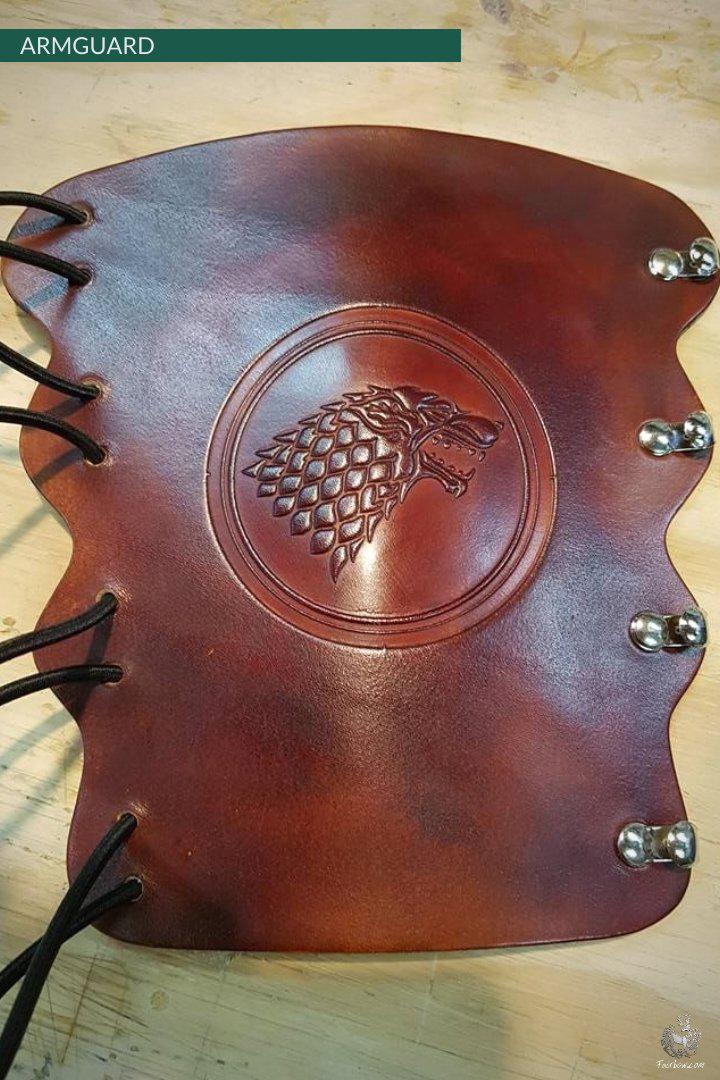 LEATHER ARMGUARD WITH CARVING-Protection-Fairbow-Dark Brown-Fairbow