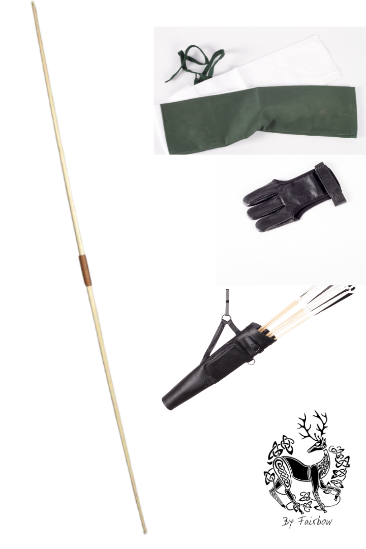 LONGBOW STARTER KIT, BOW, ARROWS, QUIVER, THE WHOLE SHEBANG-English Longbow-Fairbow-20-25#-26"-Fairbow